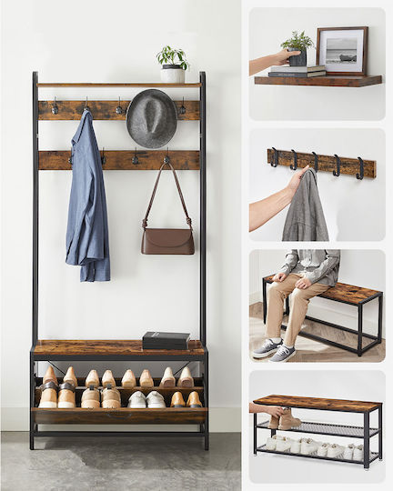 Entry Furniture with Hanger & Shoe Rack Particleboard 85x30x180cm