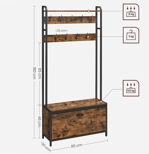 Entry Furniture with Hanger & Shoe Rack Particleboard 85x30x180cm