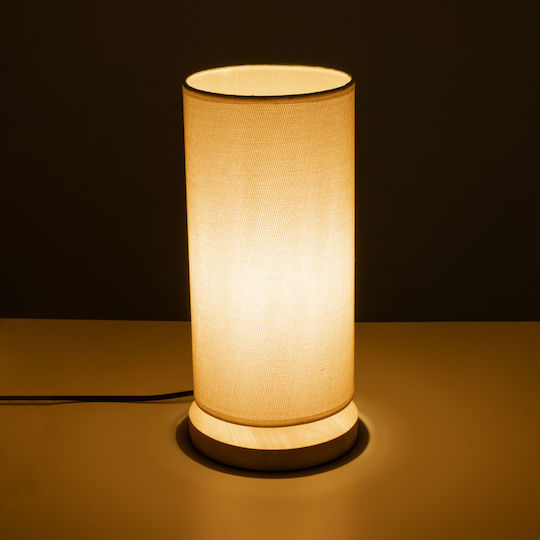 GloboStar Valverde Wood Table Lamp for Socket E27 with Beige Shade and Base