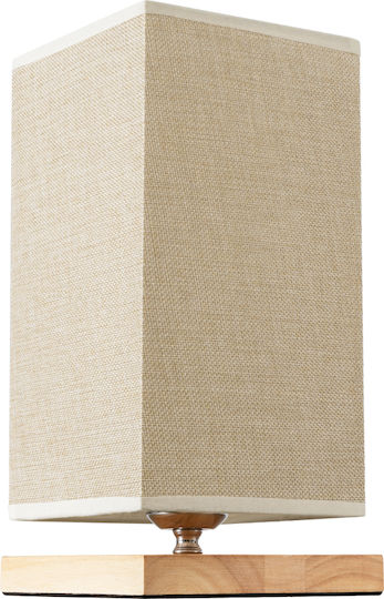 GloboStar Aruba Wood Table Lamp for Socket E27 with Beige Shade and Base