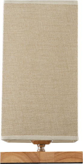 GloboStar Aruba Wood Table Lamp for Socket E27 with Beige Shade and Base