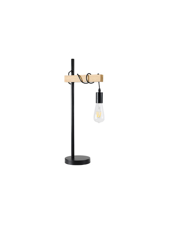 GloboStar Metal Table Lamp for Socket E27 with Black Shade and Base