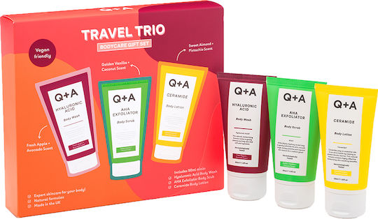 Q+A Natural Skincare Trio Bodycare Travel Set for Body Cleaning
