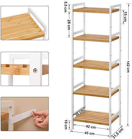 Songmics Стенен Баня Рафт Bamboo 31.5x45x142см