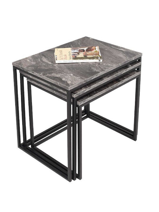 Square Zigon Set Wooden Marble 55x40x57 cm
