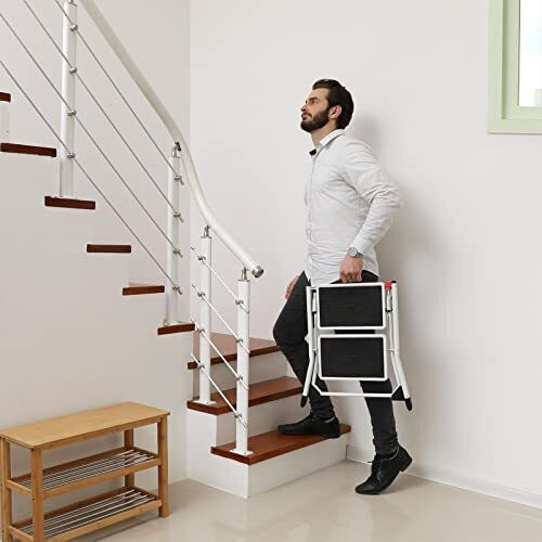 Songmics Trittleiter Eisen 2 Stufen 20cm