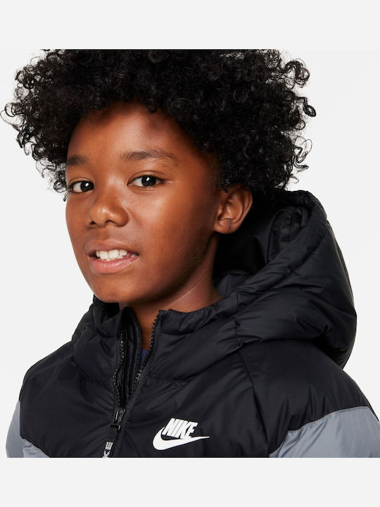 Kids' Sports Jacket with Lining & Hood Black Nsw