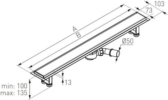 Ferro OLP1 Oțel inoxidabil Canal Duș cu Lungime 70cm