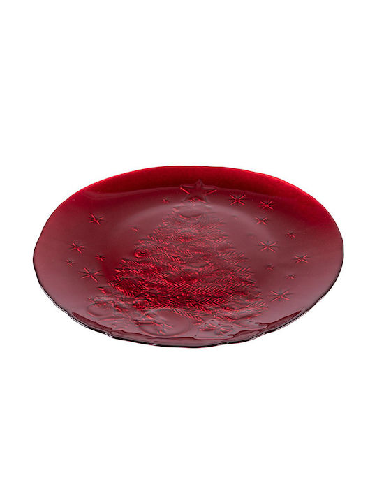 Christmas Plate Glass Red L34xW2.5cm 1pcs