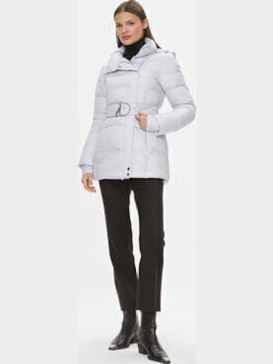 Women's Short Puffer Jacket for Winter Gray