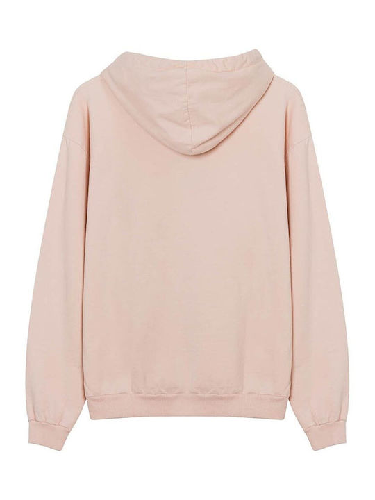 Kaotiko Men's Sweatshirt with Hood and Pockets Washed Pink.