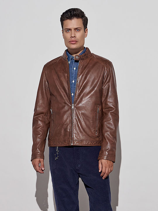 Sette Rene Men's Winter Leather Jacket Cognac