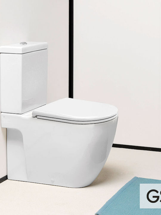 GSI Pura Back To Wall 881700C Floor-Standing Toilet with Floor Trap and Flush that Includes Soft Close Cover White