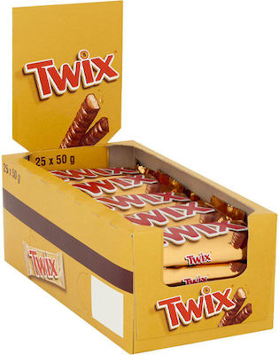 Twix Σοκολάτα Γάλακτος καραμέλα Σε Κουτί 50gr 25τμχ