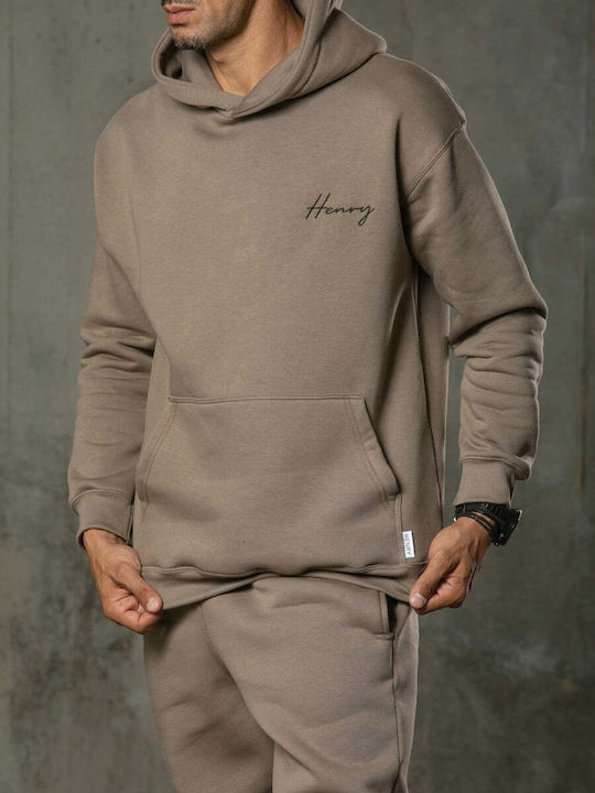 Henry Clothing Herren Sweatshirt mit Kapuze brown