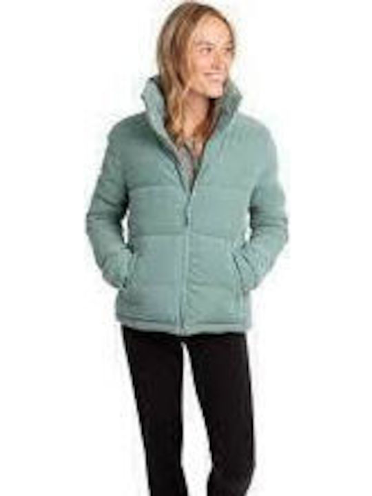 Κοντό Γυναικείο Puffer Μπουφάν για Χειμώνα Teal Mist