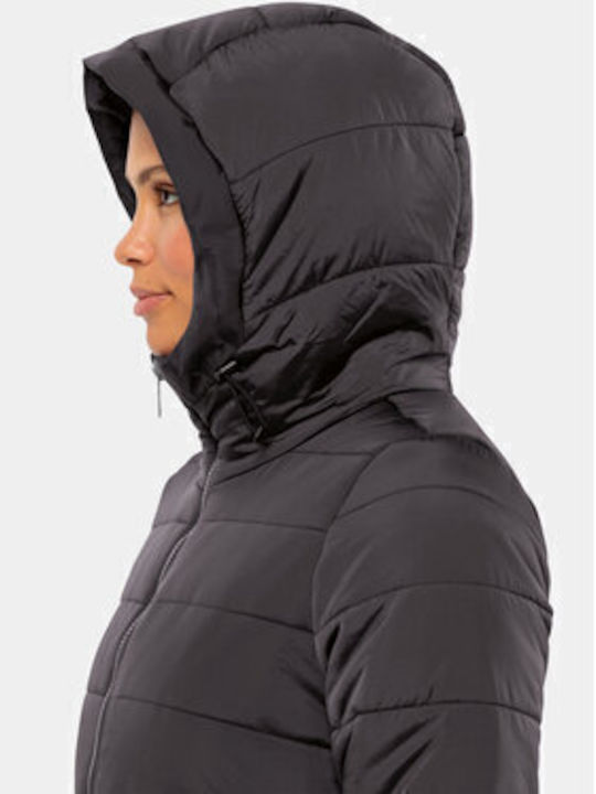 Eisbach Lang Damen Puffer Jacke für Winter ΜΑΥΡΟ