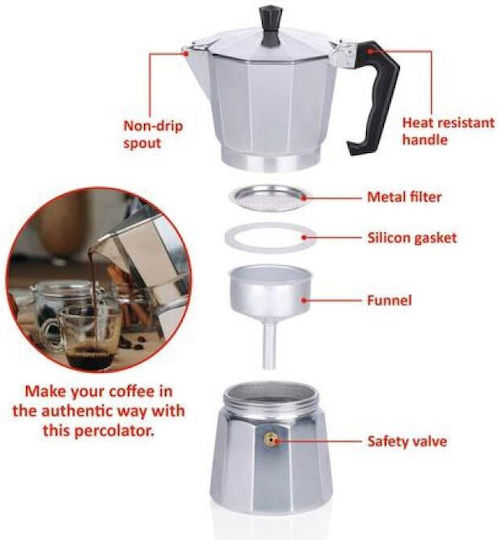 Alpina Appliances Кафеварки За Еспресо 6 Кафета Сребрист