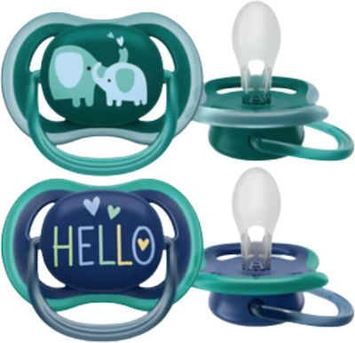 Philips Ορθοδοντικές Πιπίλες Σιλικόνης Ultra Air Ελέφαντας-Hello Μπλε / Πράσινο για 18+ μηνών 2τμχ