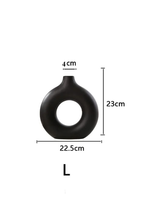 Decorative weight 23cm. CERAMIC BLACK MINIMALIST ROUND WITH HOLE