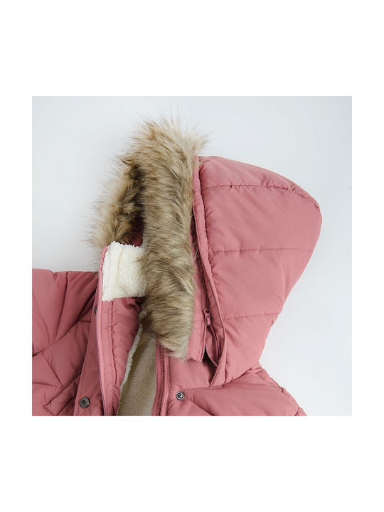 Jachetă pentru copii Long cu căptușeală și glugă Pink