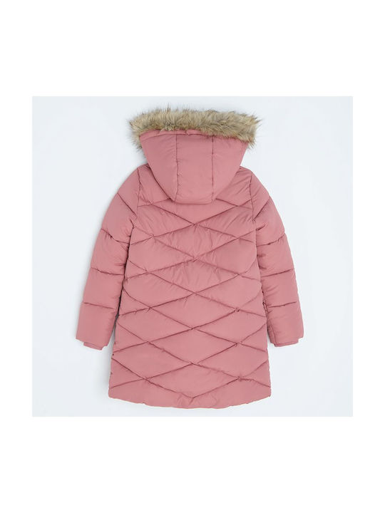 Jachetă pentru copii Long cu căptușeală și glugă Pink