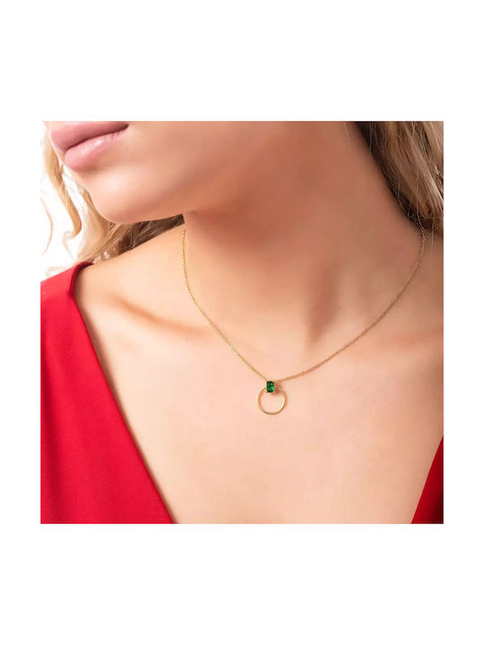 Oxzen Necklace from Gold Plated Steel with Zircon