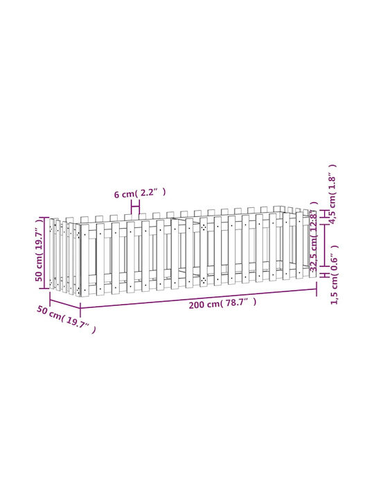 vidaXL Planter Box Lemn Întuneric 200x50x50cm.