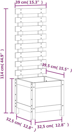 vidaXL Lemn masiv Planter Box Lemn Întuneric 39x39.5x114cm.