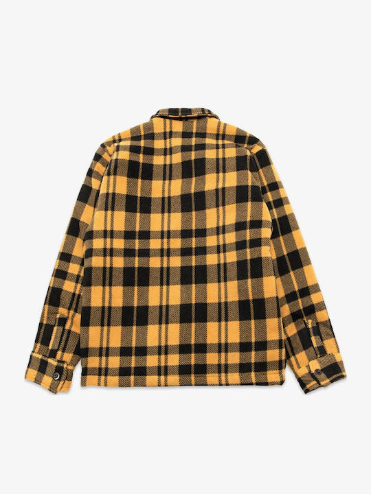 Дълъг Ръкав Overshirt Стандартна Кройка Каре Жълт