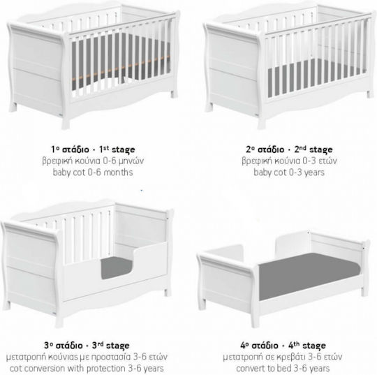 Casababy Πολυμορφική Κούνια Oxford Λευκή με Στρώμα