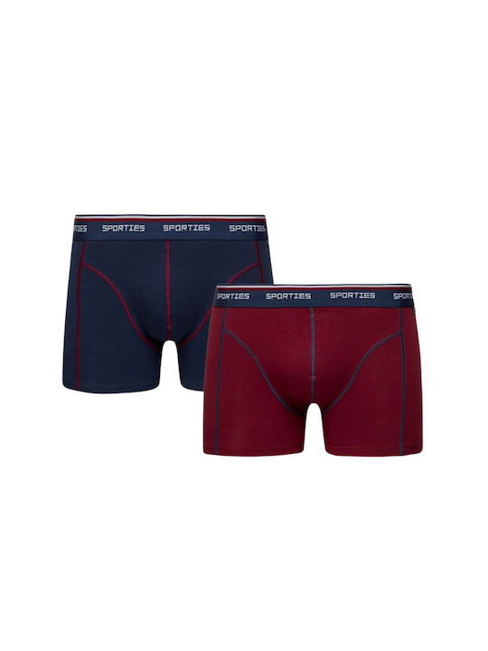 Sporties Men's Boxers Blue Marine-Burgundy 2Pack