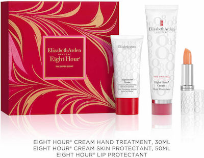 Elizabeth Arden The Super Eight Eight Hour 3-piece Set Skin Care Set for Moisturizing with Face Cream , Hand Cream & Lipstick