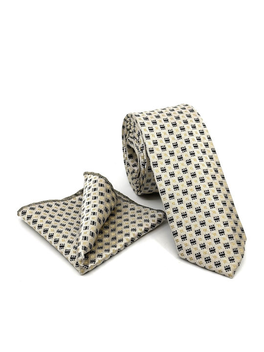 Legend Accessories Typ Micro Herren Krawatten Set Gedruckt in Beige Farbe