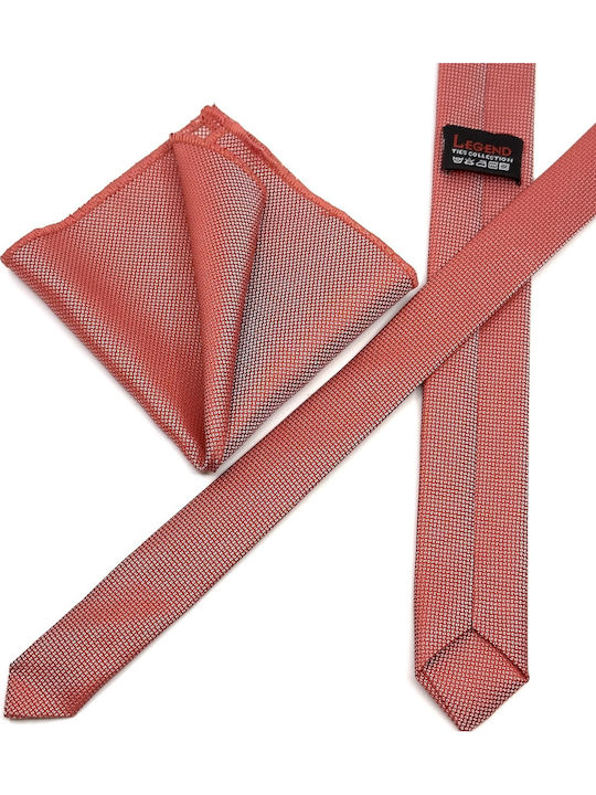Legend Accessories Legend Σετ Ανδρικής Γραβάτας Μονόχρωμη σε Πορτοκαλί Χρώμα L-047-66-4.5CM