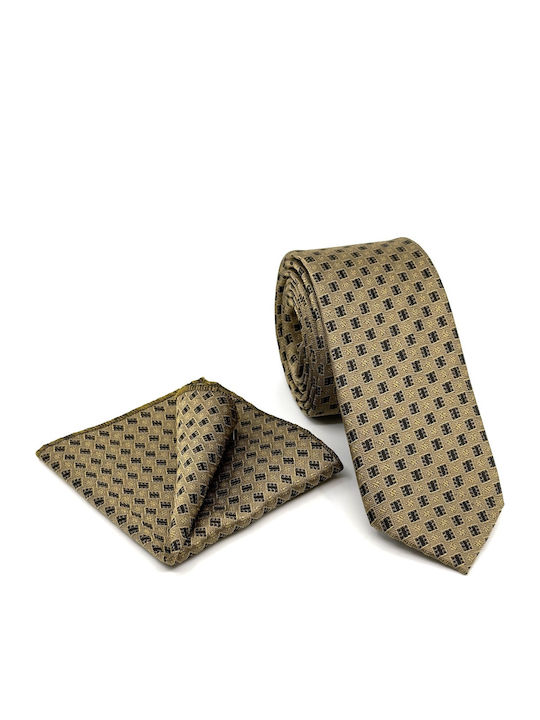Legend Accessories Tip Micro Set de Cravată pentru Bărbați Tipărit în Culorea Maro