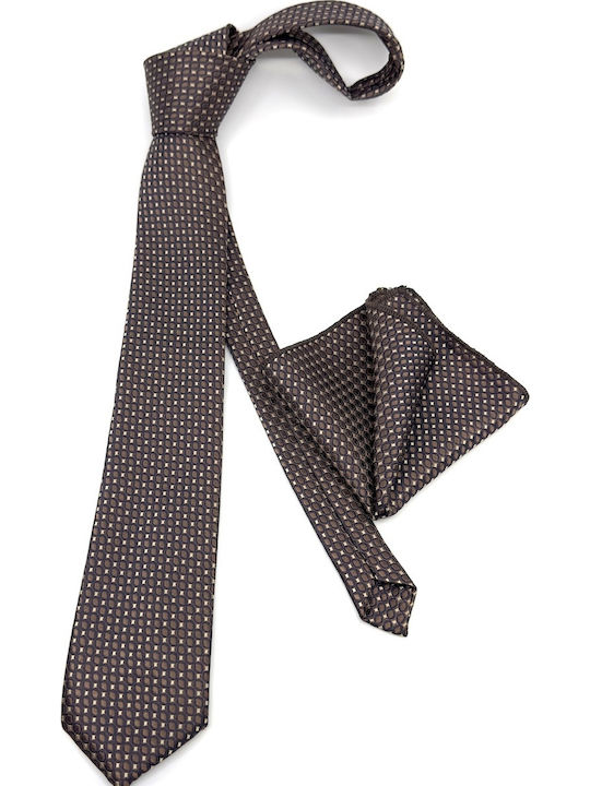 Legend Accessories Тип Micro Комплект Мъжки Кравати Отпечатани в Кафяв Цвят