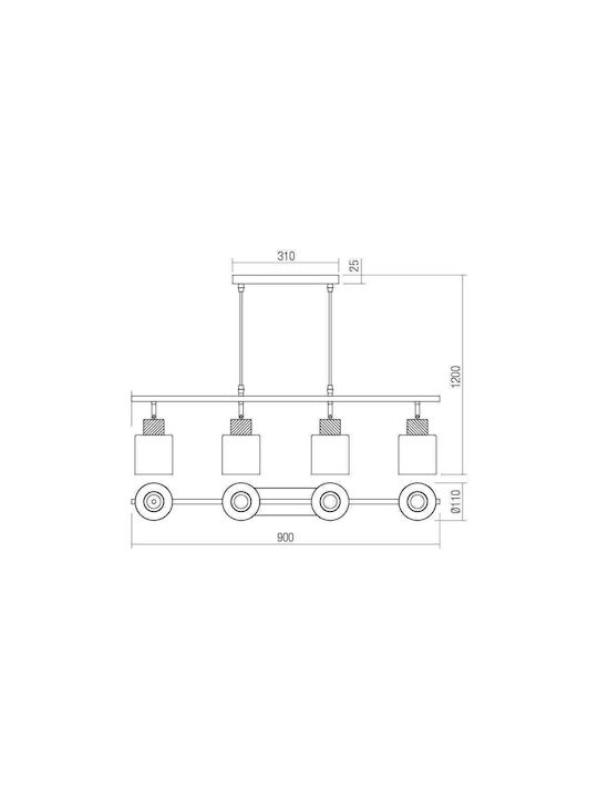 Redo Group Suspendat Candelabru pentru 4 Becuri E27