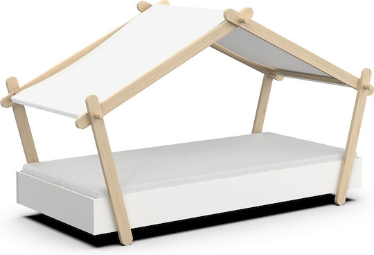 Lodge Kinderbett Einzeln Weiß für Matratze 90x200cm