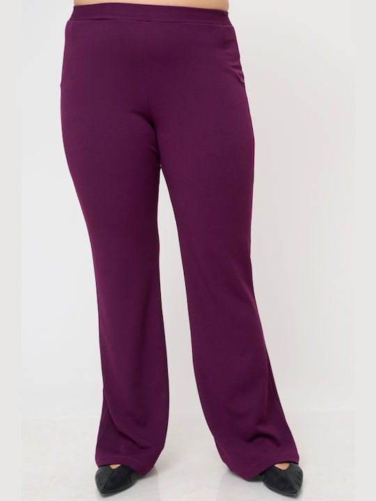 Jucita Women's Crepe Trousers with Elastic Purple