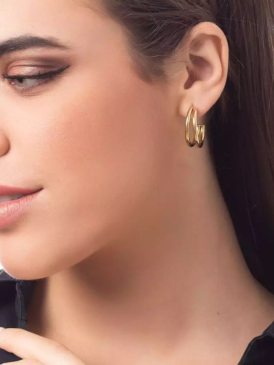 Oxzen Gold Plated Steel Hoops Oxzen Gold Plated Steel Hoops