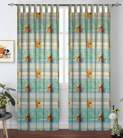 Disney Kinder Vorhang Winnie Honeyday 41 mit Trägern Blau 140x290cm