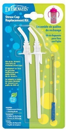 Dr. Brown's Silicone Baby Replacement Straw for 6+ months 2pcs Transparent