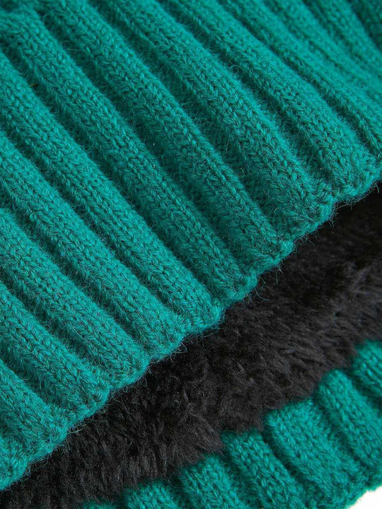 Verde Knitted Fleece Beanie Cap Green