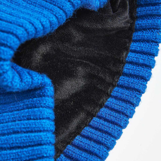 Beanie Γυναικείος Fleece Σκούφος Πλεκτός σε Μπλε χρώμα