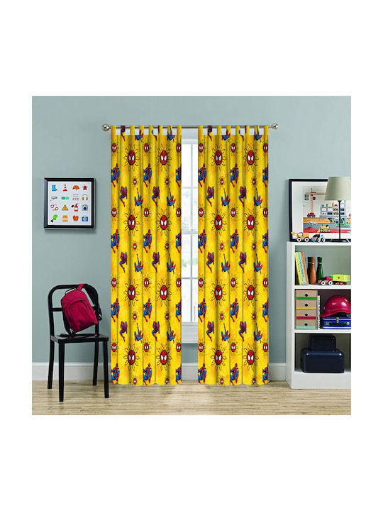 Disney Kids Rod Pocket Curtain SP002 Spiderman Yellow 140x290cm