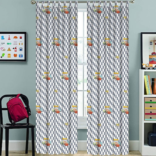 Disney Παιδική Κουρτίνα Cars 10139-6 με Τιράντες Γκρι 140x290εκ.