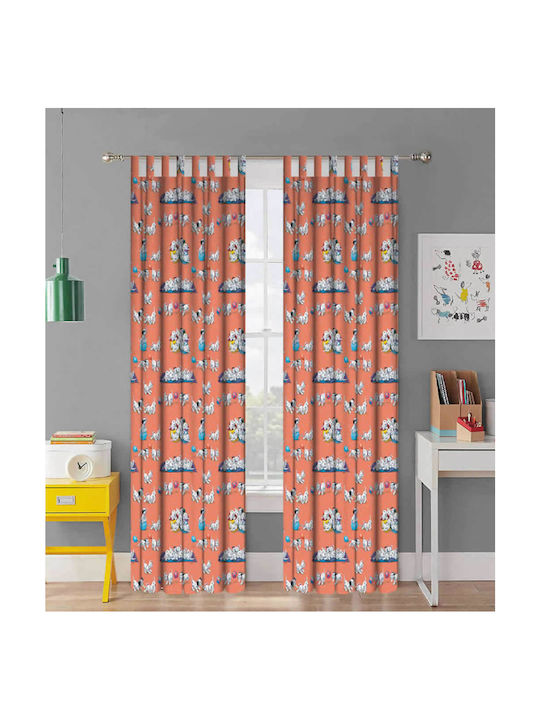 Disney Kids Tab Top Curtain Puppie 25 Orange 140x290cm