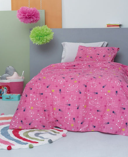 Palamaiki Kids Rod Pocket Glow-in-the-Dark Curtain Luminous Comet Fuchsia 170x260cm