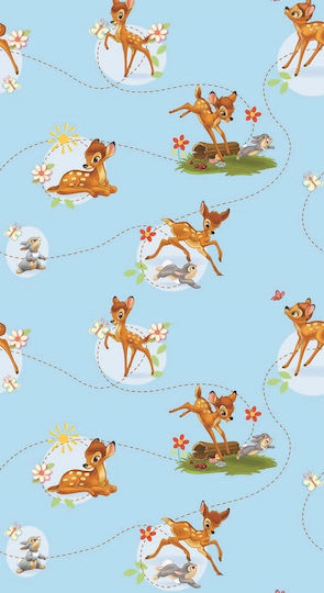 Disney Παιδική Κουρτίνα Bambi με Τιράντες Μπλε 140x290εκ.
